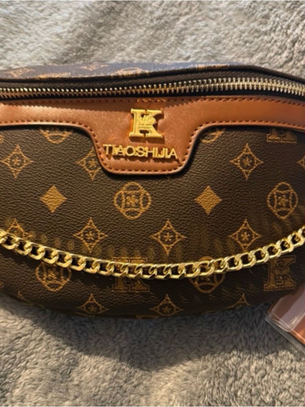 TAOSHILIA Monogram Brown Crossbody Bag with Gold Chain